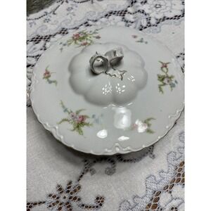 Vintage R.S.A.G. Bavaria Porcelain Covered Serving Dish Flowers Gold Trim Footed